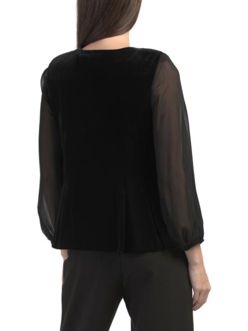 ALEX EVENINGS Stretch Velvet Crystal Blouse - Picture 2 of 3